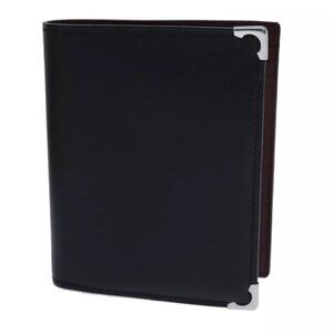 CARTIER Card Case Leather Black Auth